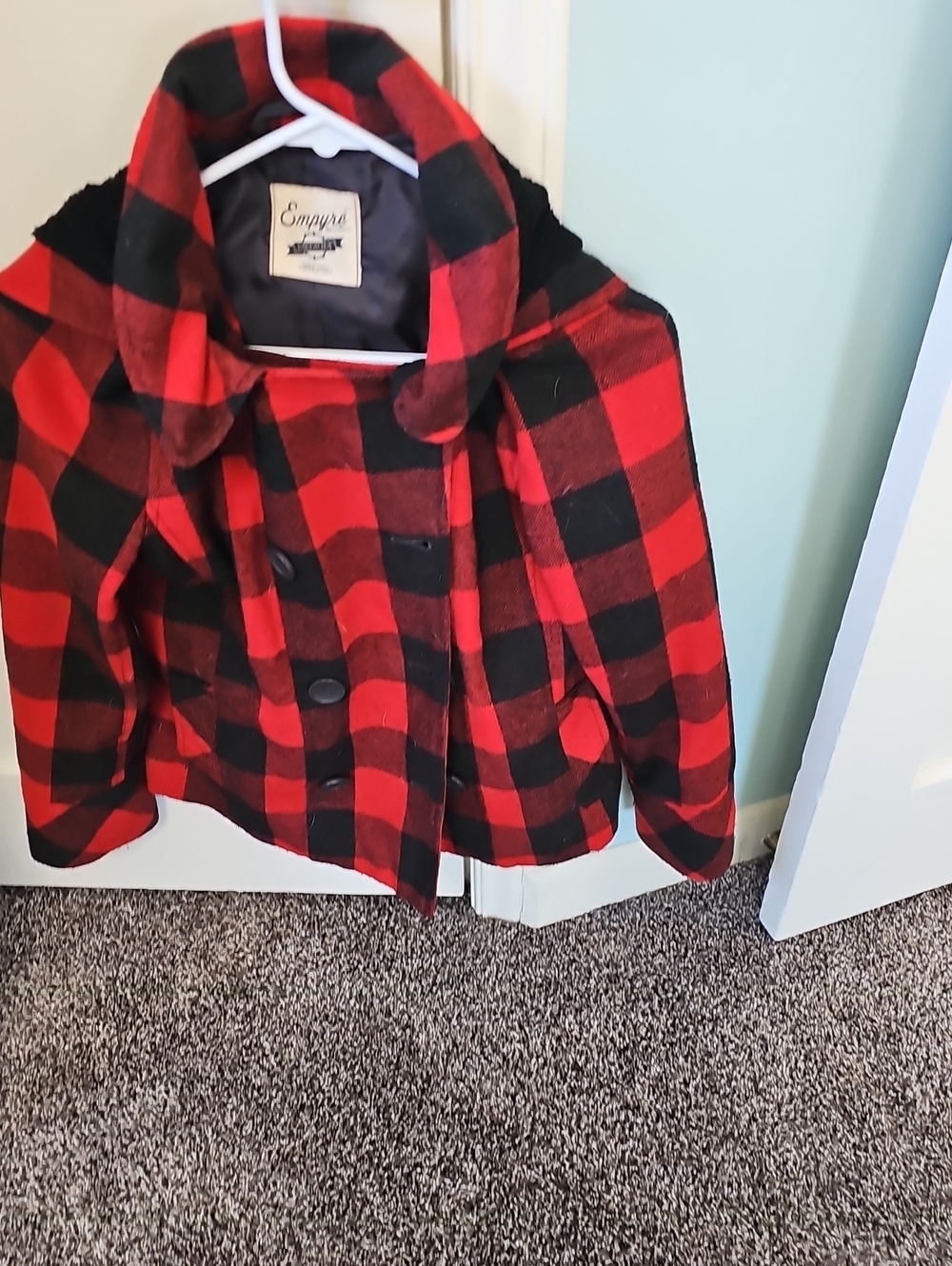 Empyre Kids Red and Black Plaid Peacoat